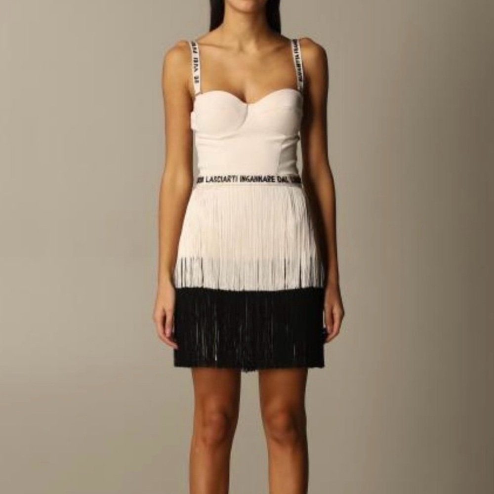 Elisabetta Franchi dress with fringes and embroidery size 40